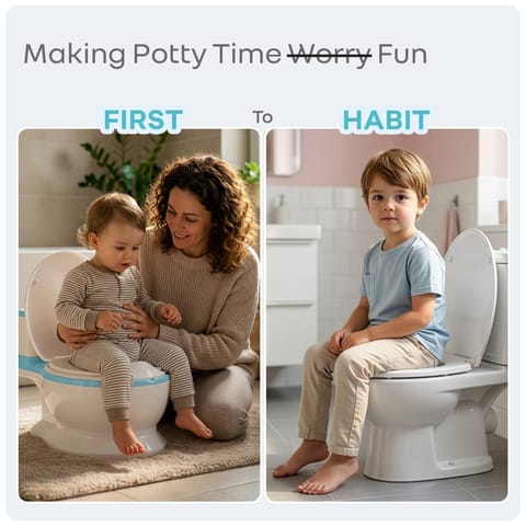 R for Rabbit Little&nbsp;GrownUp Tunes Blue White Potty Seat