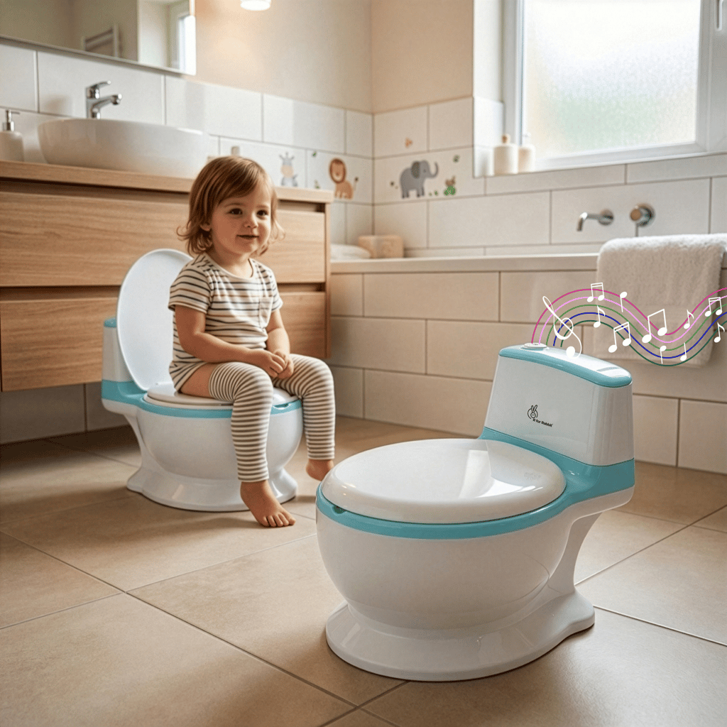 R for Rabbit Little&nbsp;GrownUp Tunes Blue White Potty Seat