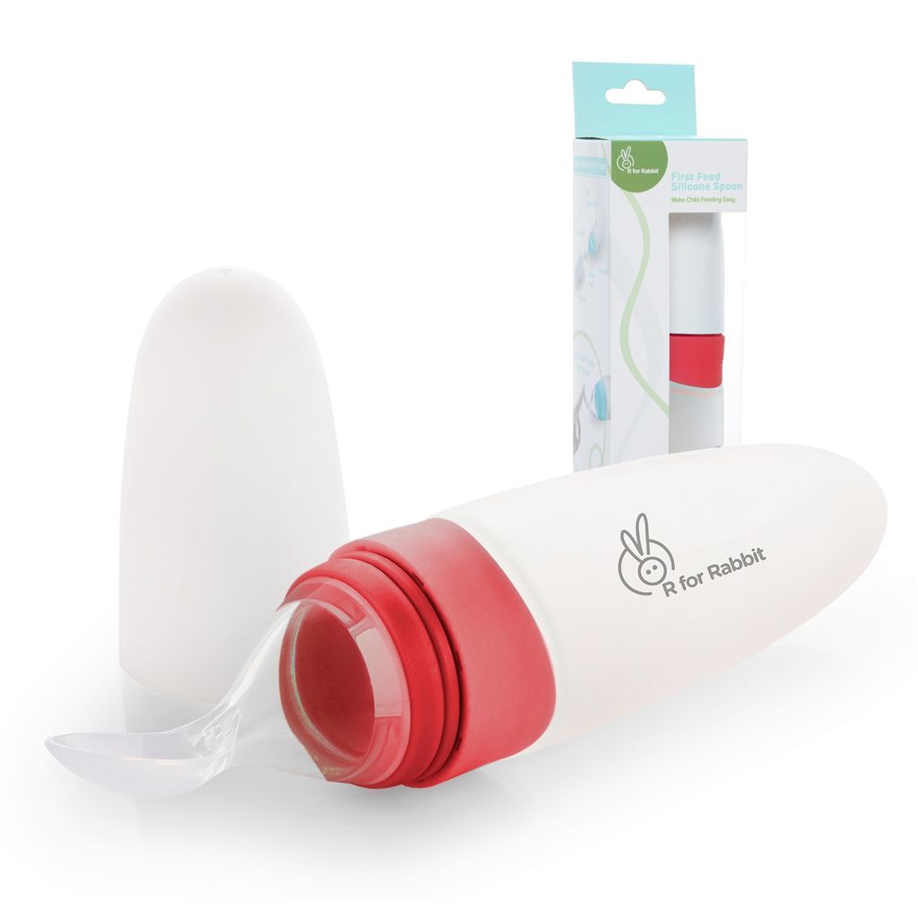 R for Rabbit First Feed Red Feeding Spoon