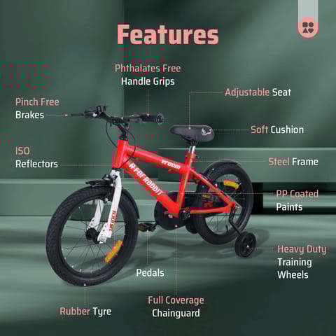 R for Rabbit Vroom - 16Inch  Red Bicycle