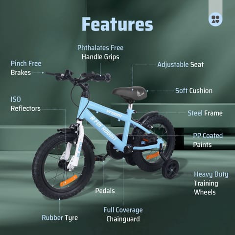 R for Rabbit Vroom - 14Inch  Lake Blue Bicycle