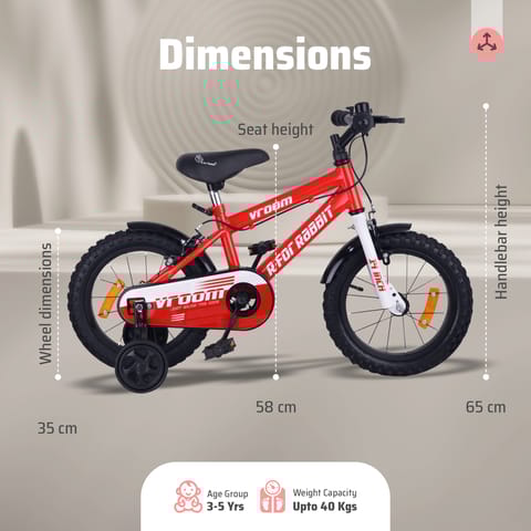 R for Rabbit Vroom - 14Inch Red Bicycle