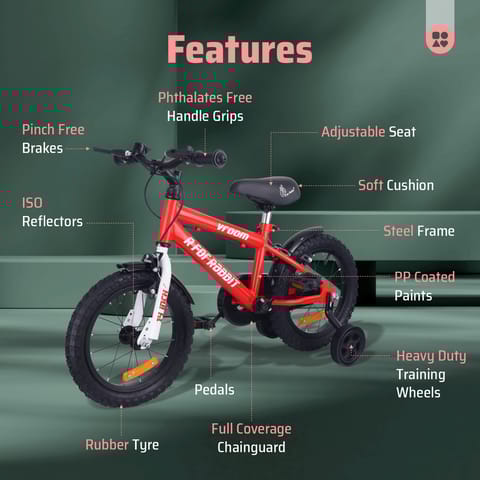 R for Rabbit Vroom - 14Inch Red Bicycle