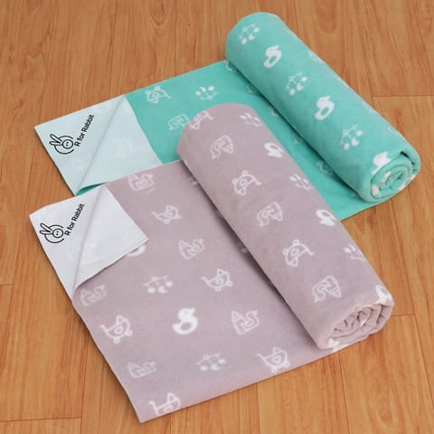 R for Rabbit Dry&nbsp;Nap S-Pack of 2 Green-Grey Dry Sheet