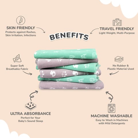 R for Rabbit Dry&nbsp;Nap L-Pack of 2 Green-Grey Dry Sheet