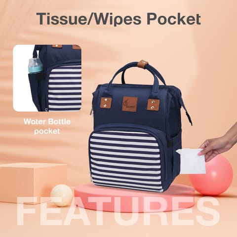 R for Rabbit Caramello Regal Blue Stripes Diaper Bag