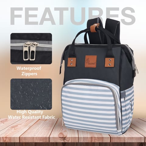 R for Rabbit Caramello Regal Grey Stripes Diaper Bag