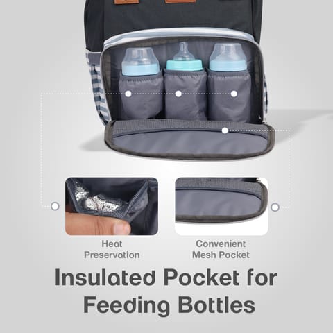 R for Rabbit Caramello Regal Grey Stripes Diaper Bag