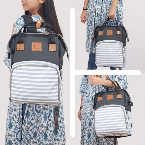 R for Rabbit Caramello Regal Grey Stripes Diaper Bag