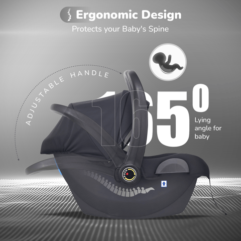 R for Rabbit Picaboo NxG Black Grey Carry Cot