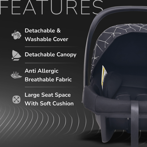 R for Rabbit Picaboo NxG Silver Black Carry Cot