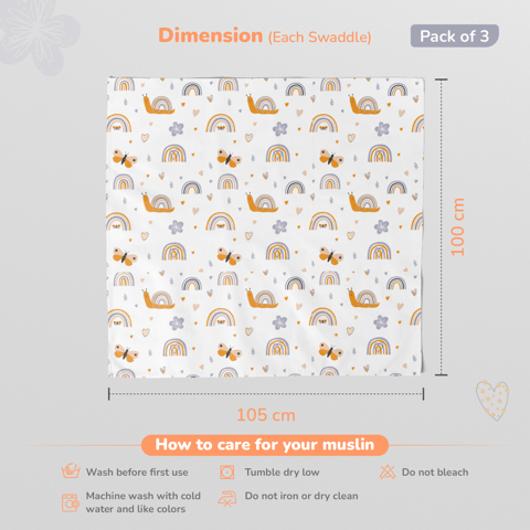 R for Rabbit Cuddlez (Pack of 3) Multi Safari Swaddle