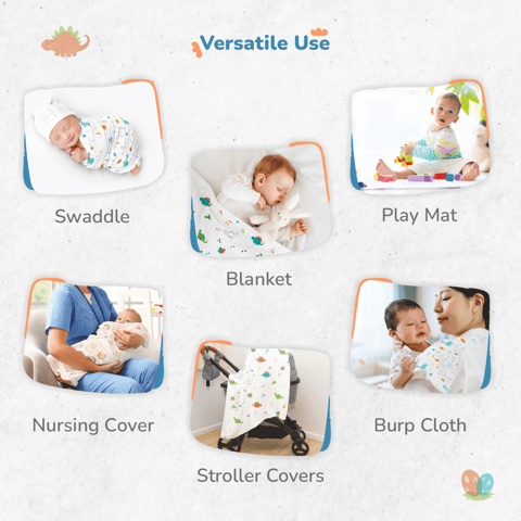 R for Rabbit Cuddlez (Pack of 3) Multi Safari Swaddle