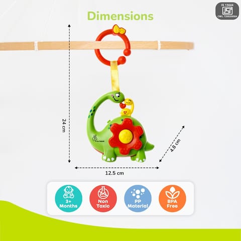 R for Rabbit Orapple Dino Tune Green Red Hanging Toy