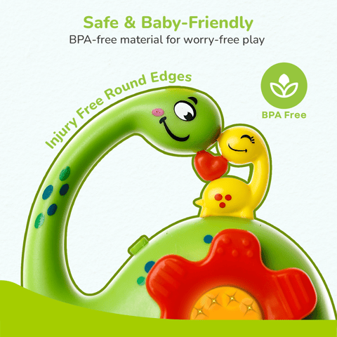 R for Rabbit Orapple Dino Tune Green Red Hanging Toy