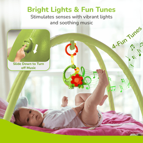 R for Rabbit Orapple Dino Tune Green Red Hanging Toy