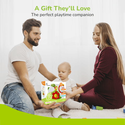 R for Rabbit Orapple Dino Tune Green Red Hanging Toy