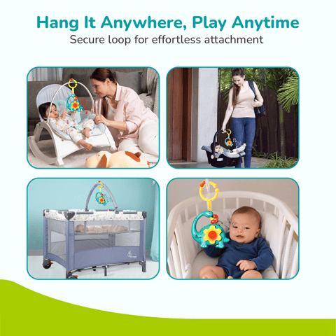 R for Rabbit Orapple Dino Tune Blue Yellow Hanging Toy