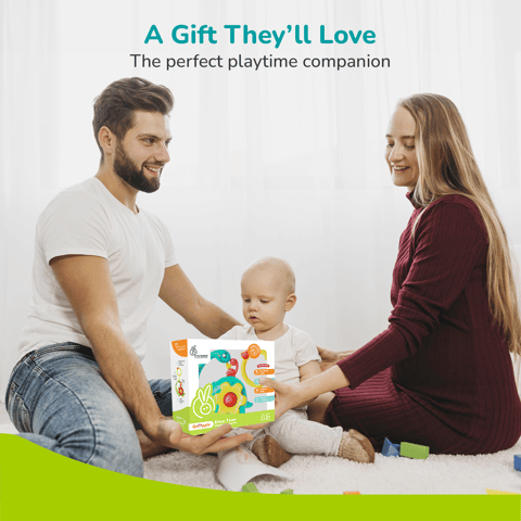 R for Rabbit Orapple Dino Tune Blue Yellow Hanging Toy