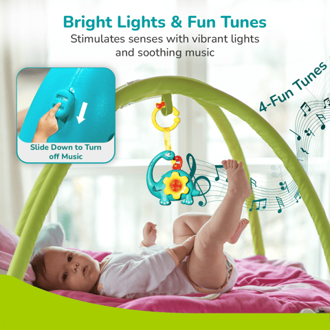 R for Rabbit Orapple Dino Tune Blue Yellow Hanging Toy