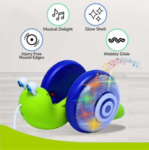 R for Rabbit Orapple Snail Tune Green Blue Pull Along Toy