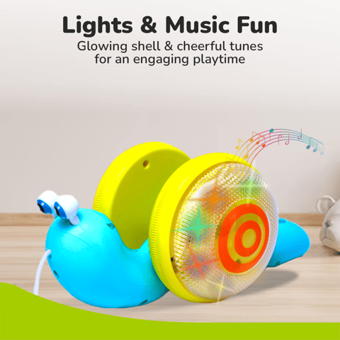 R for Rabbit Orapple Snail Tune Blue Yellow Pull Along Toy