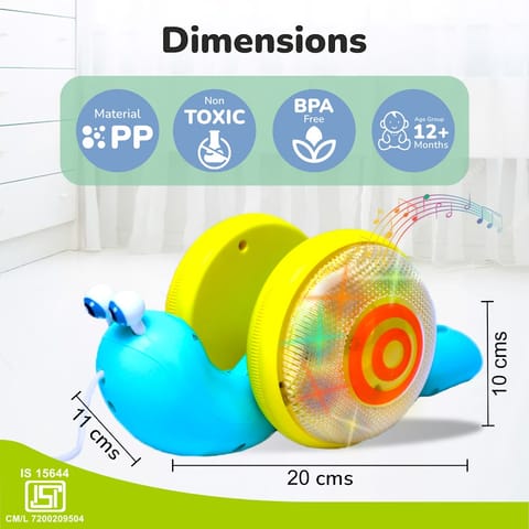 R for Rabbit Orapple Snail Tune Blue Yellow Pull Along Toy