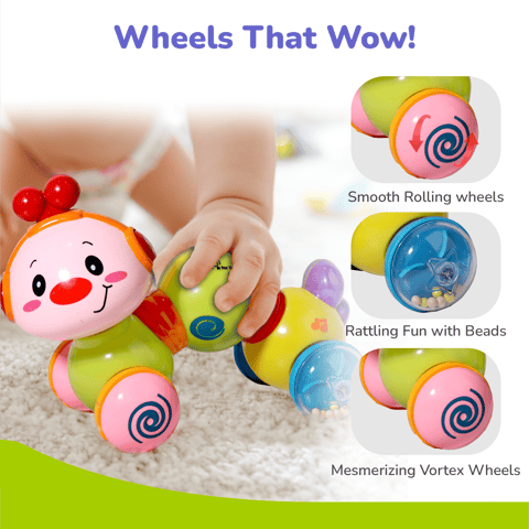 R for Rabbit Orapple Wiggle Yellow Multi Push Toy