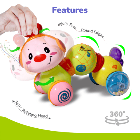 R for Rabbit Orapple Wiggle Yellow Multi Push Toy