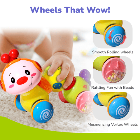 R for Rabbit Orapple Wiggle Green Multi Push Toy