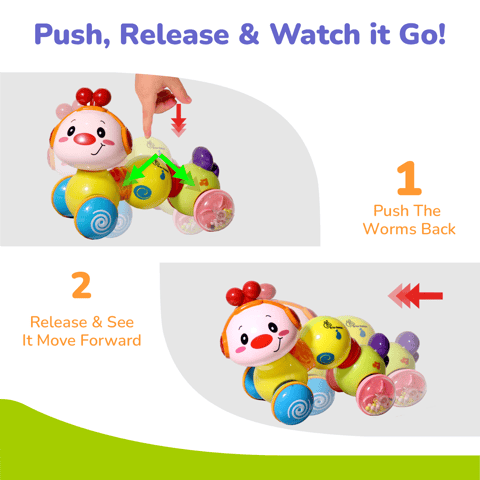 R for Rabbit Orapple Wiggle Green Multi Push Toy