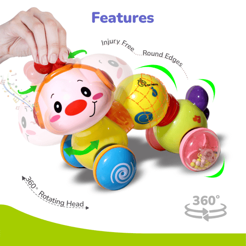 R for Rabbit Orapple Wiggle Green Multi Push Toy