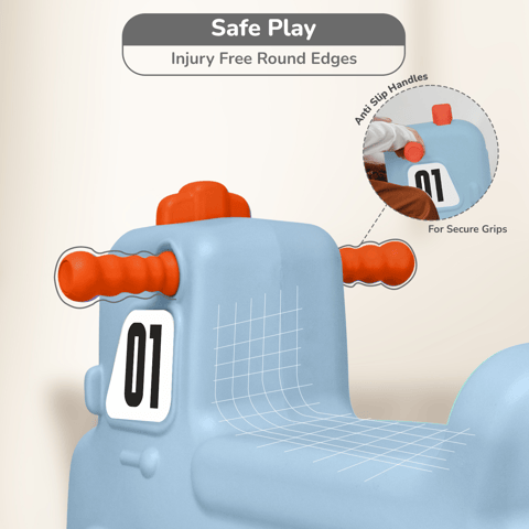 R for Rabbit Rock N Ride Blue Orange Rideon Car