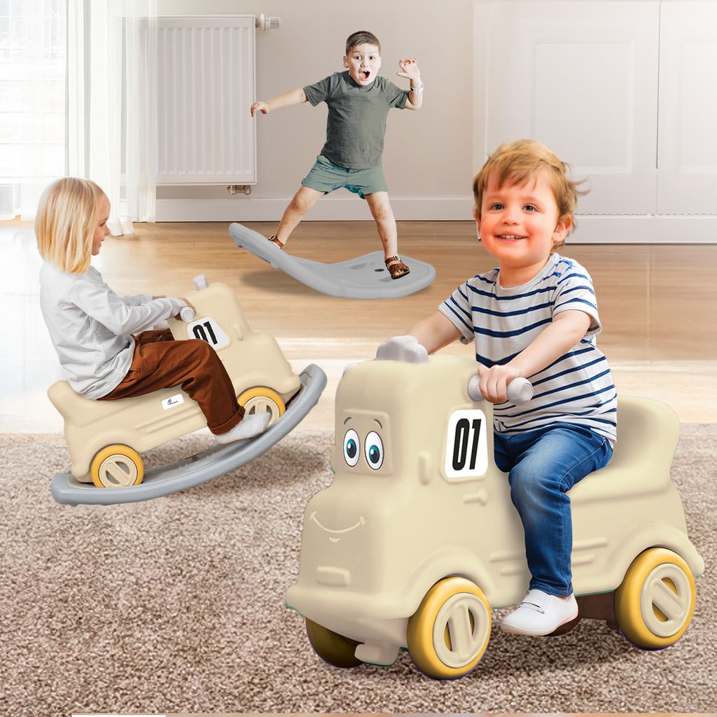 R for Rabbit Rock N Ride Beige Grey Rideon Car