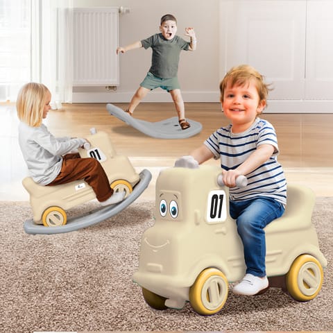 R for Rabbit Rock N Ride Beige Grey Rideon Car