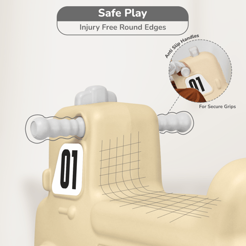 R for Rabbit Rock N Ride Beige Grey Rideon Car