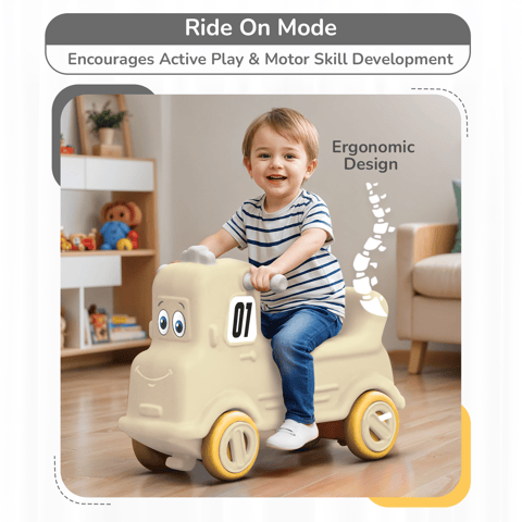 R for Rabbit Rock N Ride Beige Grey Rideon Car