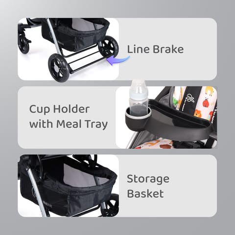 R for Rabbit Chocolate Ride Grey Safari Stroller