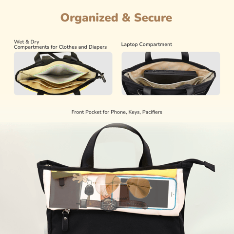 R for Rabbit Caramello Daisy Black Cream Diaper Bag