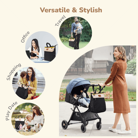 R for Rabbit Caramello Daisy Black Cream Diaper Bag