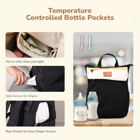 R for Rabbit Caramello Daisy Black Cream Diaper Bag