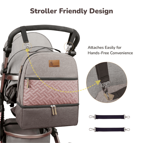 R for Rabbit Caramello Truffle Grey Pink  Diaper Bag