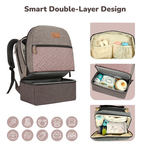 R for Rabbit Caramello Truffle Grey Pink  Diaper Bag