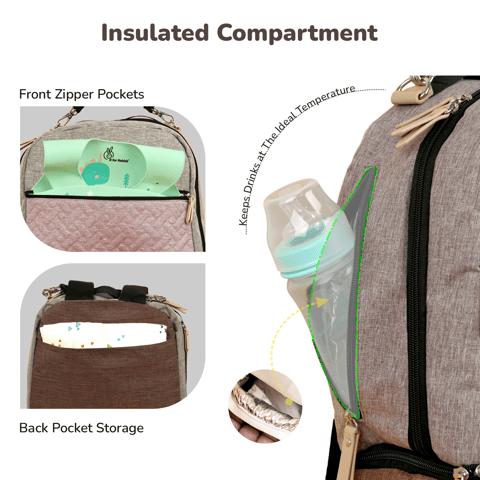 R for Rabbit Caramello Truffle Grey Pink  Diaper Bag