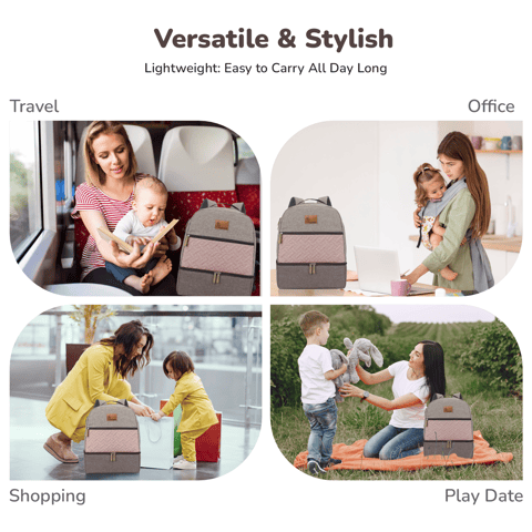 R for Rabbit Caramello Truffle Grey Pink  Diaper Bag