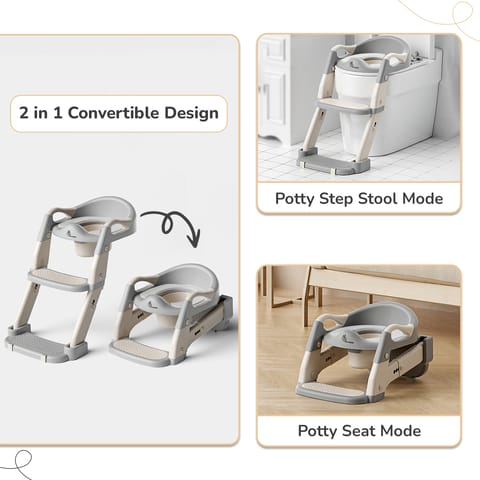 R for Rabbit Hilltop Trainer Grey White Potty Step Stool