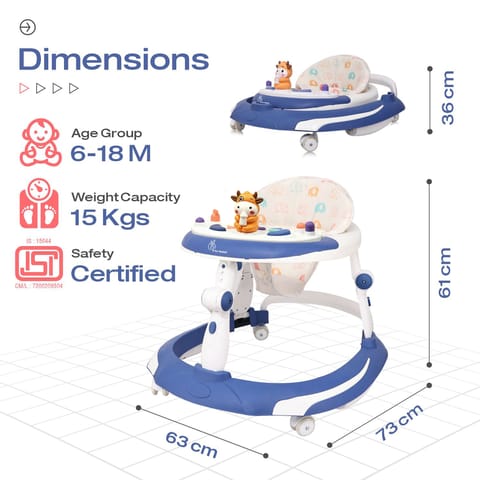 R for Rabbit Little Feet Plus Blue White Baby Walker