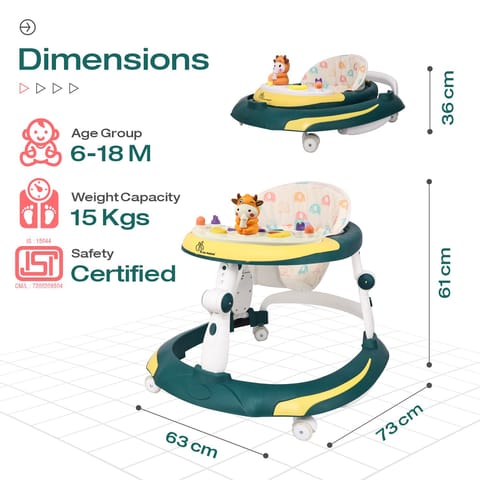 R for Rabbit Little Feet Plus Green Yellow Baby Walker