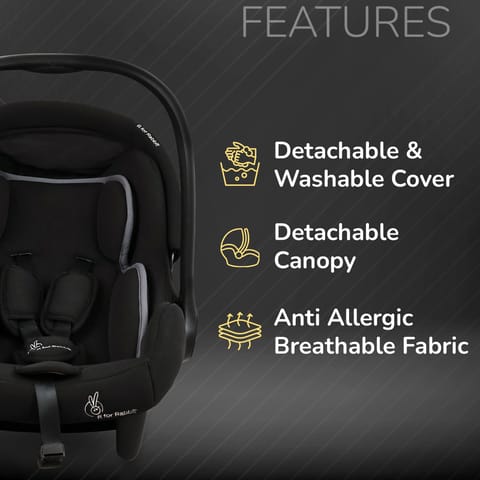 R for Rabbit Picaboo Sportz Pure Black Carry Cot