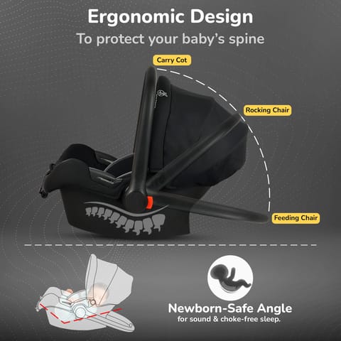 R for Rabbit Picaboo Sportz Pure Black Carry Cot